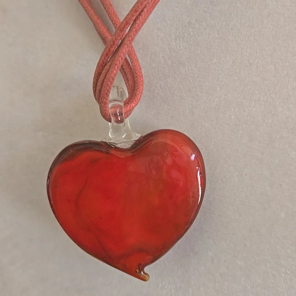 Murano Style Glass Heart Necklace